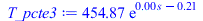 Typesetting:-mprintslash([T_pcte3 := `+`(`*`(454.8688459, `*`(exp(`+`(`*`(0.9960159363e-3, `*`(s)), `-`(.2088095958))))))], [`+`(`*`(454.8688459, `*`(exp(`+`(`*`(0.9960159363e-3, `*`(s)), `-`(.2088095...