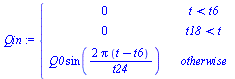 piecewise(`<`(t, t6), 0, `<`(t18, t), 0, `*`(Q0, `*`(sin(`+`(`/`(`*`(2, `*`(Pi, `*`(`+`(t, `-`(t6))))), `*`(t24)))))))
