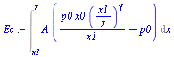 `:=`(Ec, Int(`*`(A, `*`(`+`(`/`(`*`(p0, `*`(x0, `*`(`^`(`/`(`*`(x1), `*`(x)), gamma)))), `*`(x1)), `-`(p0)))), x = x1 .. x))