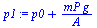 `:=`(p1, `+`(p0, `/`(`*`(mP, `*`(g)), `*`(A))))