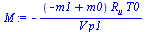 `+`(`-`(`/`(`*`(`+`(`-`(m1), m0), `*`(R[u], `*`(T0))), `*`(V, `*`(p1)))))