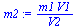 `:=`(m2, `/`(`*`(m1, `*`(V1)), `*`(V2)))