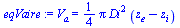 V[a] = `+`(`*`(`/`(1, 4), `*`(Pi, `*`(`^`(Di, 2), `*`(`+`(z[e], `-`(z[i])))))))