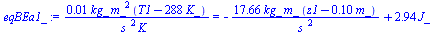`+`(`/`(`*`(0.6823268565e-2, `*`(kg_, `*`(`^`(m_, 2), `*`(`+`(T1, `-`(`*`(288, `*`(K_)))))))), `*`(`^`(s_, 2), `*`(K_)))) = `+`(`-`(`/`(`*`(17.66063164, `*`(kg_, `*`(m_, `*`(`+`(z1, `-`(`*`(.1, `*`(m_...