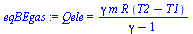Qele = `/`(`*`(gamma, `*`(m, `*`(R, `*`(`+`(T2, `-`(T1)))))), `*`(`+`(gamma, `-`(1))))