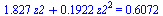 `+`(`*`(1.827, `*`(z2)), `*`(.1922, `*`(`^`(z2, 2)))) = .6072