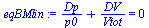 `+`(`/`(`*`(Dp), `*`(p0)), `/`(`*`(DV), `*`(Vtot))) = 0
