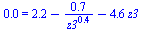 0. = `+`(2.2, `-`(`/`(`*`(.69), `*`(`^`(z3, .399673108)))), `-`(`*`(4.6, `*`(z3))))