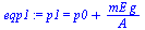 p1 = `+`(p0, `/`(`*`(mE, `*`(g)), `*`(A)))
