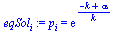 `:=`(eqSol[i], p[i] = exp(`/`(`*`(`+`(`-`(k), alpha)), `*`(k))))