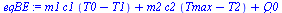 `:=`(eqBE, `+`(`*`(m1, `*`(c1, `*`(`+`(T0, `-`(T1))))), `*`(m2, `*`(c2, `*`(`+`(Tmax, `-`(T2))))), Q0))