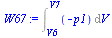 `:=`(W67, Int(`+`(`-`(p1)), V = V6 .. V7))
