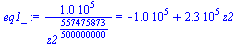 `+`(`/`(`*`(103883.9845), `*`(`^`(z2, `/`(557475873, 500000000))))) = `+`(`-`(102107.7340), `*`(0.225e6, `*`(z2)))