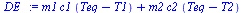 `:=`(DE_, `+`(`*`(m1, `*`(c1, `*`(`+`(Teq, `-`(T1))))), `*`(m2, `*`(c2, `*`(`+`(Teq, `-`(T2)))))))