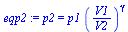`:=`(eqp2, p2 = `*`(p1, `*`(`^`(`/`(`*`(V1), `*`(V2)), gamma))))