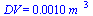 DV = `+`(`*`(0.10e-2, `*`(`^`(m_, 3))))