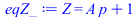 Z = `+`(`*`(A, `*`(p)), 1)