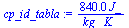 `:=`(cp_id_tabla, `+`(`/`(`*`(840., `*`(J_)), `*`(kg_, `*`(K_)))))