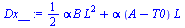 `:=`(Dx__, `+`(`*`(`/`(1, 2), `*`(alpha, `*`(B, `*`(`^`(L, 2))))), `*`(alpha, `*`(`+`(A, `-`(T0)), `*`(L)))))