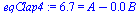 `:=`(eqClap4, 6.704156324 = `+`(A, `-`(`*`(0.3610108303e-2, `*`(B)))))