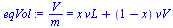 `:=`(eqVol, `/`(`*`(V), `*`(m)) = `+`(`*`(x, `*`(vL)), `*`(`+`(1, `-`(x)), `*`(vV))))