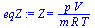 Z = `/`(`*`(p, `*`(V)), `*`(m, `*`(R, `*`(T))))