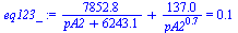 `+`(`/`(`*`(7852.765984), `*`(`+`(pA2, 6243.107289))), `/`(`*`(136.9978529), `*`(`^`(pA2, .7144525349)))) = 0.7085040438e-1