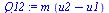 `:=`(Q12, `*`(m, `*`(`+`(u2, `-`(u1)))))