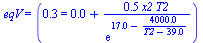 eqV = (.32 = `+`(0.10e-2, `/`(`*`(.46, `*`(x2, `*`(T2))), `*`(exp(`+`(17., `-`(`/`(`*`(0.40e4), `*`(`+`(T2, `-`(39.)))))))))))