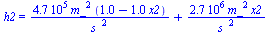 h2 = `+`(`/`(`*`(0.47e6, `*`(`^`(m_, 2), `*`(`+`(1., `-`(`*`(1., `*`(x2))))))), `*`(`^`(s_, 2))), `/`(`*`(0.27e7, `*`(`^`(m_, 2), `*`(x2))), `*`(`^`(s_, 2))))
