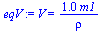 `:=`(eqV, V = `+`(`/`(`*`(1.01, `*`(m1)), `*`(rho))))