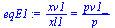 `/`(`*`(xv1), `*`(xl1)) = `/`(`*`(pv1_), `*`(p))