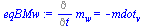 `:=`(eqBMw, Diff(m[w], t) = `+`(`-`(mdot[v])))