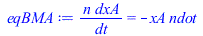 `/`(`*`(n, `*`(dxA)), `*`(dt)) = `+`(`-`(`*`(xA, `*`(ndot))))
