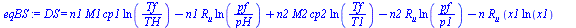 DS = `+`(`*`(n1, `*`(M1, `*`(cp1, `*`(ln(`/`(`*`(Tf), `*`(TH))))))), `-`(`*`(n1, `*`(R[u], `*`(ln(`/`(`*`(pf), `*`(pH))))))), `*`(n2, `*`(M2, `*`(cp2, `*`(ln(`/`(`*`(Tf), `*`(T1))))))), `-`(`*`(n2, `*...