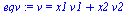 v = `+`(`*`(x1, `*`(v1)), `*`(x2, `*`(v2)))