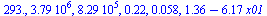 293., 0.379e7, 0.829e6, .22, 0.58e-1, `+`(1.36, `-`(`*`(6.17, `*`(x01))))