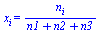 x[i] = `/`(`*`(n[i]), `*`(`+`(n1, n2, n3)))