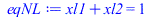 Typesetting:-mprintslash([eqNL := `+`(xl1, xl2) = 1], [`+`(xl1, xl2) = 1])