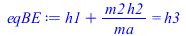 `+`(h1, `/`(`*`(m2, `*`(h2)), `*`(ma))) = h3