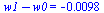 `+`(w1, `-`(w0)) = -0.98e-2