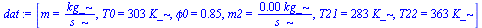 [m = `/`(`*`(kg_), `*`(s_)), T0 = `+`(`*`(303, `*`(K_))), phi0 = .85, m2 = `+`(`/`(`*`(0.1e-2, `*`(kg_)), `*`(s_))), T21 = `+`(`*`(283, `*`(K_))), T22 = `+`(`*`(363, `*`(K_)))]