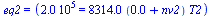 eq2 = (0.200e6 = `+`(`*`(8314., `*`(`+`(0.4105e-1, nv2), `*`(T2)))))