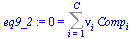 0 = Sum(`*`(nu[i], `*`(Comp[i])), i = 1 .. C)