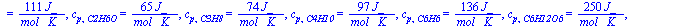 c[p, CuHvOwNxSy] = `+`(`/`(`*`(99, `*`(J_)), `*`(mol_, `*`(K_)))), c[p, O2] = `+`(`/`(`*`(34, `*`(J_)), `*`(mol_, `*`(K_)))), c[p, N2] = `+`(`/`(`*`(34, `*`(J_)), `*`(mol_, `*`(K_)))), c[p, CO2] = `+`...