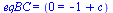 eqBC = (0 = `+`(`-`(1), c))