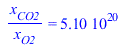 `/`(`*`(x[CO2]), `*`(x[O2])) = 0.51e21