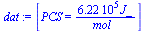 [PCS = `+`(`/`(`*`(0.622e6, `*`(J_)), `*`(mol_)))]
