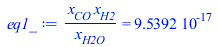 `/`(`*`(x[CO], `*`(x[H2])), `*`(x[H2O])) = 0.9539238122e-16