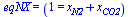 eqNX = (1 = `+`(x[N2], x[CO2]))
